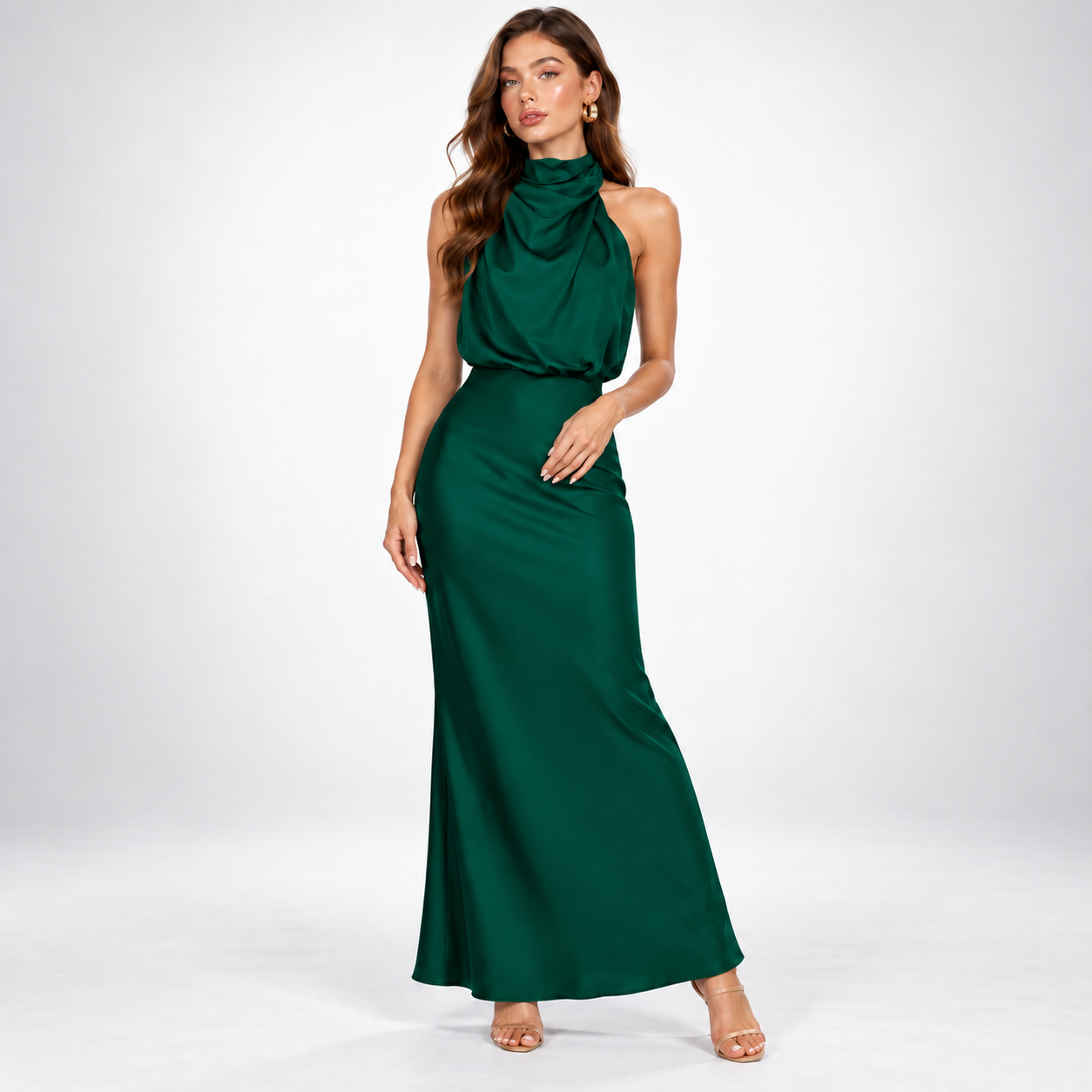 Carlena | Elegancka sukienka damska midi z satynowym wykończeniem lekka i stylowa