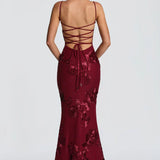 Carlena | Elegancka sukienka maxi z kwiatowym haftem 3D