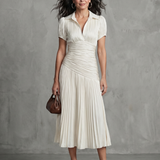 Izabela | Pleated Waistline Stripe Midi Dress