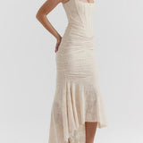 Monika | Lace Fishtail Midi Dress