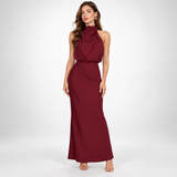 Carlena | Elegancka sukienka damska midi z satynowym wykończeniem lekka i stylowa