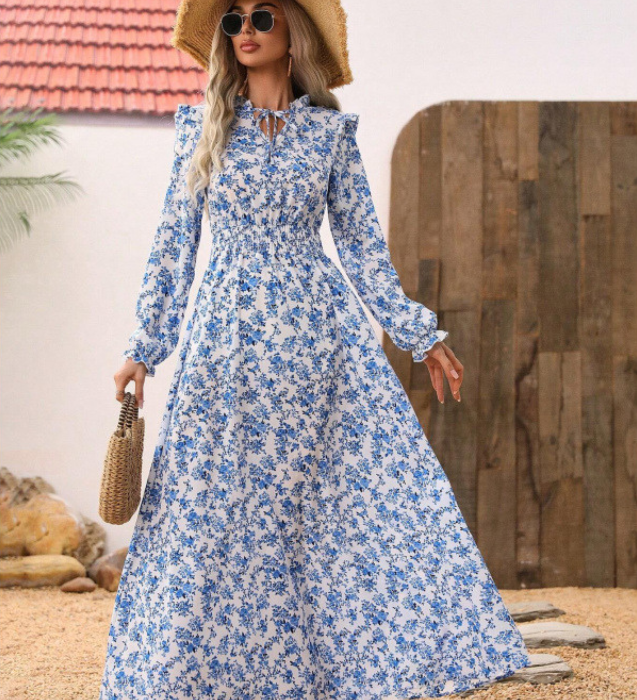 Monika | Romantyczna sukienka Długo- Sleeve Maxi