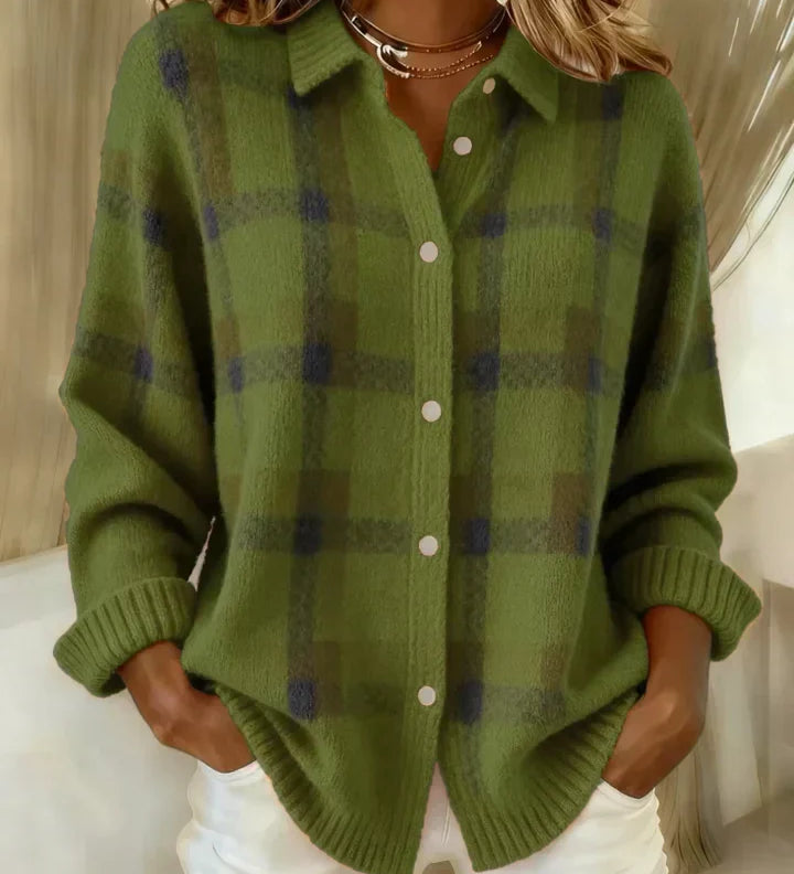 Joanna | Sweter w kontrastową kratę w stylu retro
