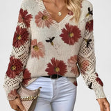 Jolanta | Elegancki sweter z kwiatowym wzornictwem