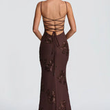 Carlena | Elegancka sukienka maxi z kwiatowym haftem 3D