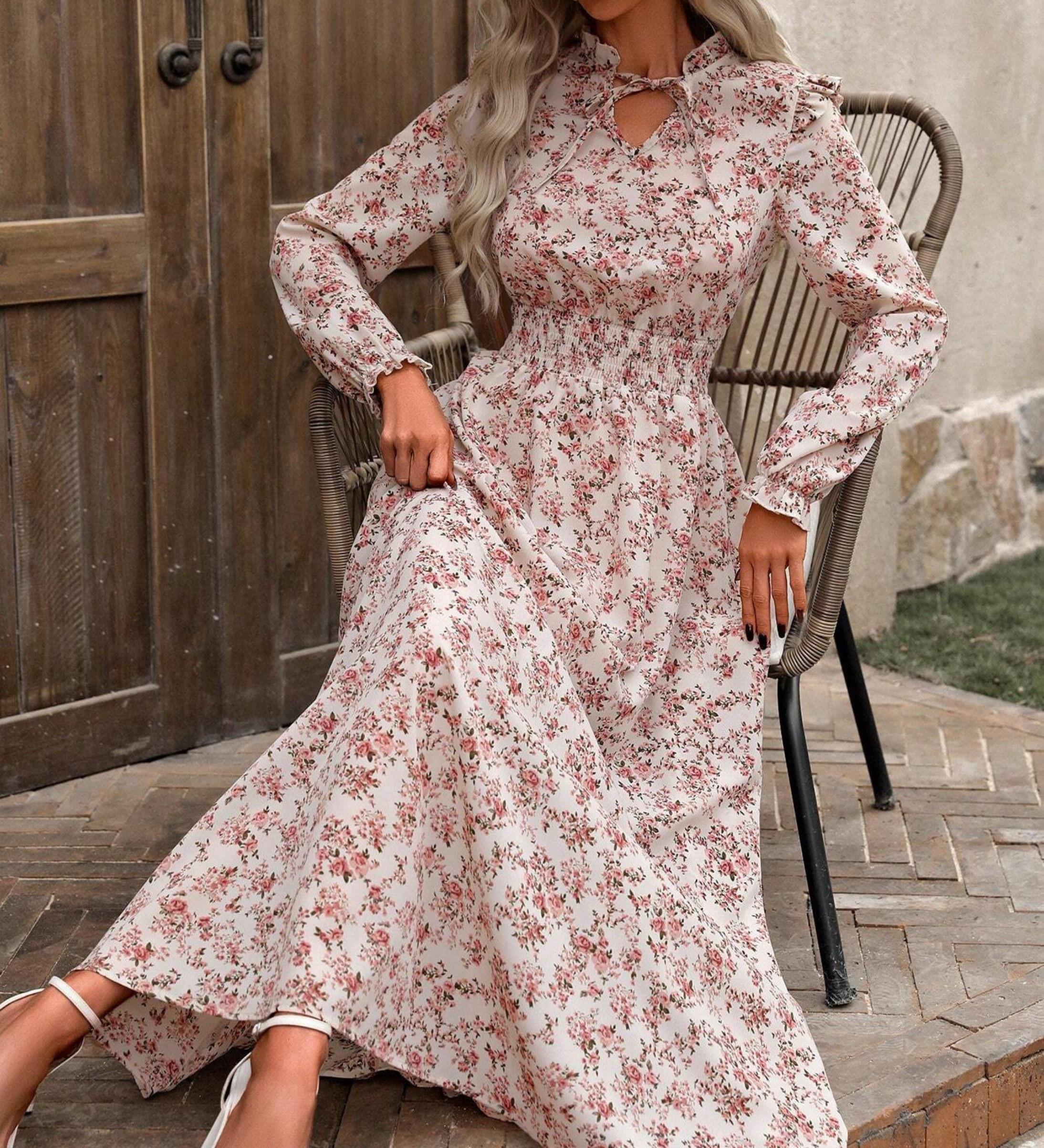 Monika | Romantyczna sukienka Długo- Sleeve Maxi