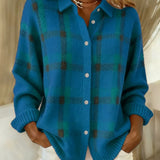 Joanna | Sweter w kontrastową kratę w stylu retro