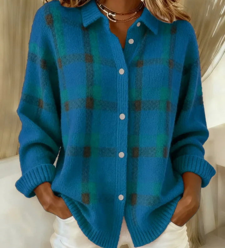 Joanna | Sweter w kontrastową kratę w stylu retro