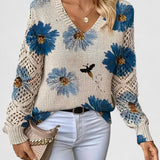 Jolanta | Elegancki sweter z kwiatowym wzornictwem