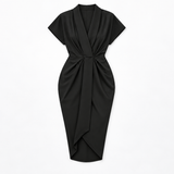 Carlena | Elegancka Sukienka Midi Kopertowa z Drapowaniem