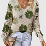 Jolanta | Elegancki sweter z kwiatowym wzornictwem