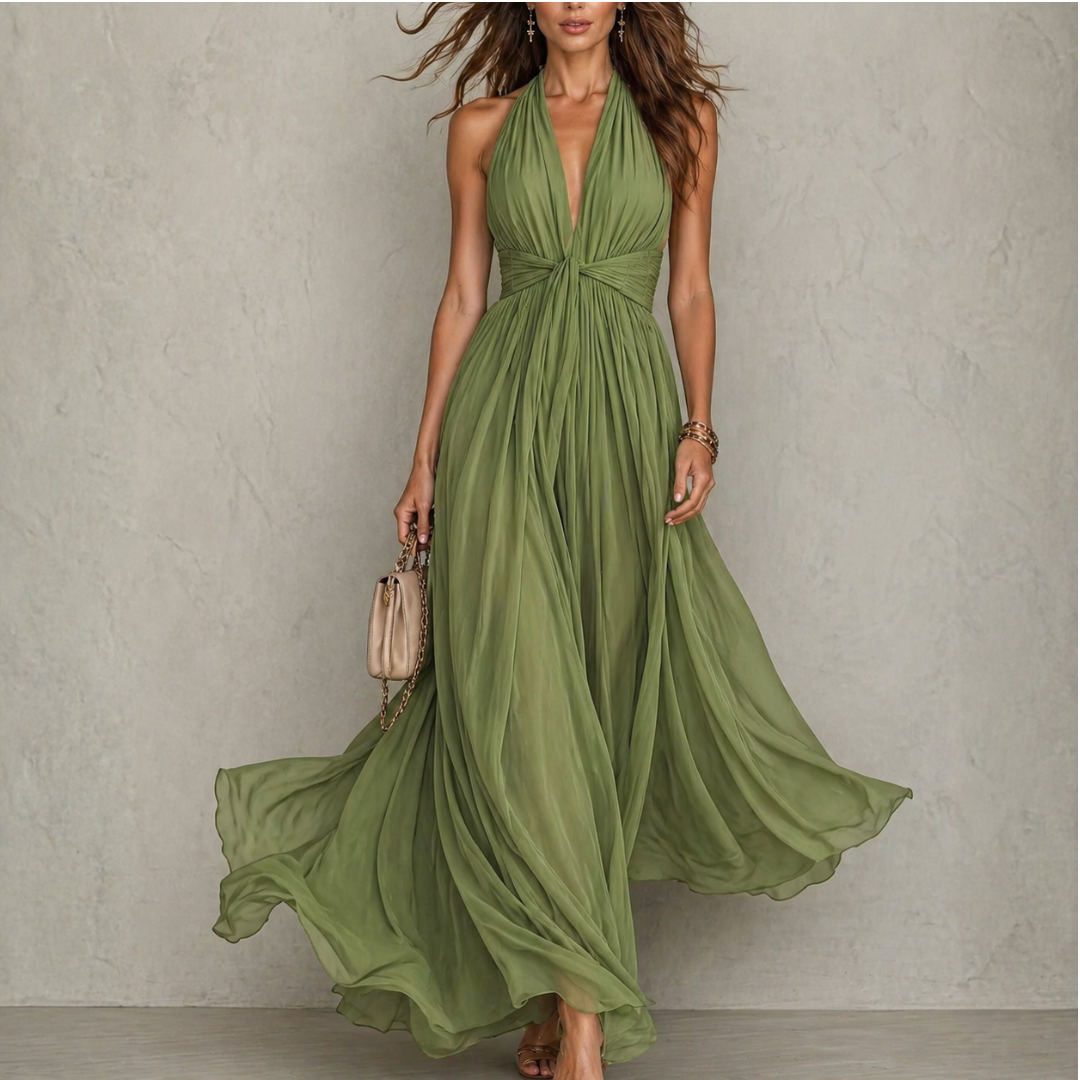 Monika | Halter Chiffon Maxi sukienka