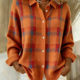 Joanna | Sweter w kontrastową kratę w stylu retro