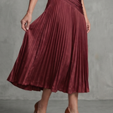 Emilia | Pleated Waistline Stripe Midi Dress