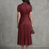 Emilia | Pleated Waistline Stripe Midi Dress