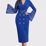 Monika | Sukienka Lace- Sleeve Midi