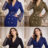 Monika | Sukienka Lace- Sleeve Midi