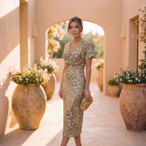 Monika | Ruffle Sleeve Midi sukienka