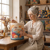 Morska Bryza | Ręcznie Quilted Kosz na Pranie