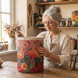 Flamingi w Słońcu | Ręcznie Quilted Kosz na Pranie