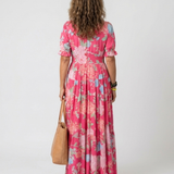 Monika | Kwiat V- Neck Maxi sukienka
