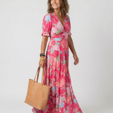 Monika | Kwiat V- Neck Maxi sukienka
