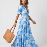 Monika | Kwiat V- Neck Maxi sukienka