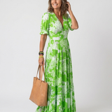 Monika | Kwiat V- Neck Maxi sukienka