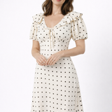 Monika | Polka Dot Ruffle Midi sukienka