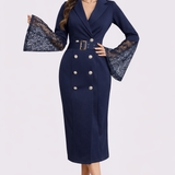 Monika | Sukienka Lace- Sleeve Midi