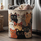 Przytulny Mruczek | Ręcznie Quilted Kosz na Pranie