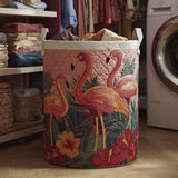Flamingi w Słońcu | Ręcznie Quilted Kosz na Pranie