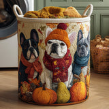 Trio Uroczych Bulldogów | Ręcznie Quilted Kosz na Pranie