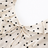 Monika | Polka Dot Ruffle Midi sukienka