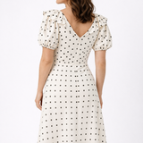 Monika | Polka Dot Ruffle Midi sukienka