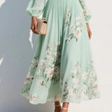 Nelka | Plisowana sukienka maxi w kwiaty