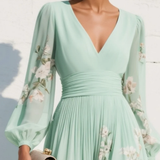 Nelka | Plisowana sukienka maxi w kwiaty