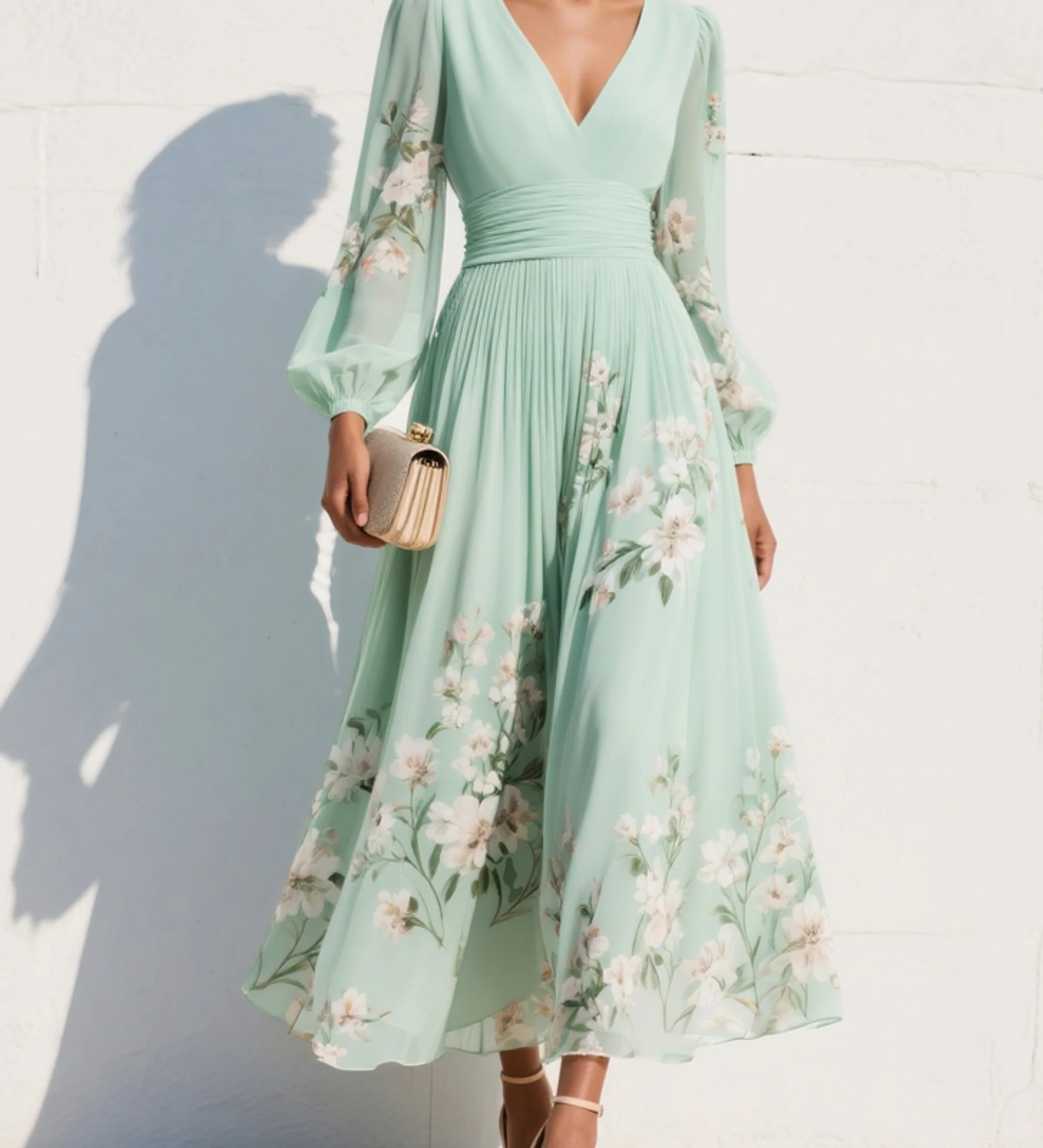 Monika | Sukienka Puff Sleeve Midi