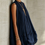 Monika | Midnight Blue Ruffle Midi sukienka