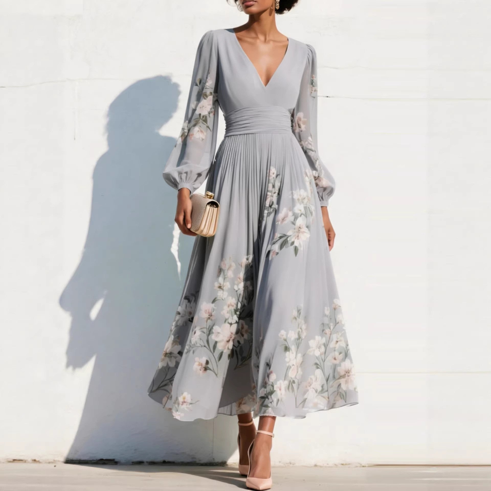 Monika | Sukienka Puff Sleeve Midi
