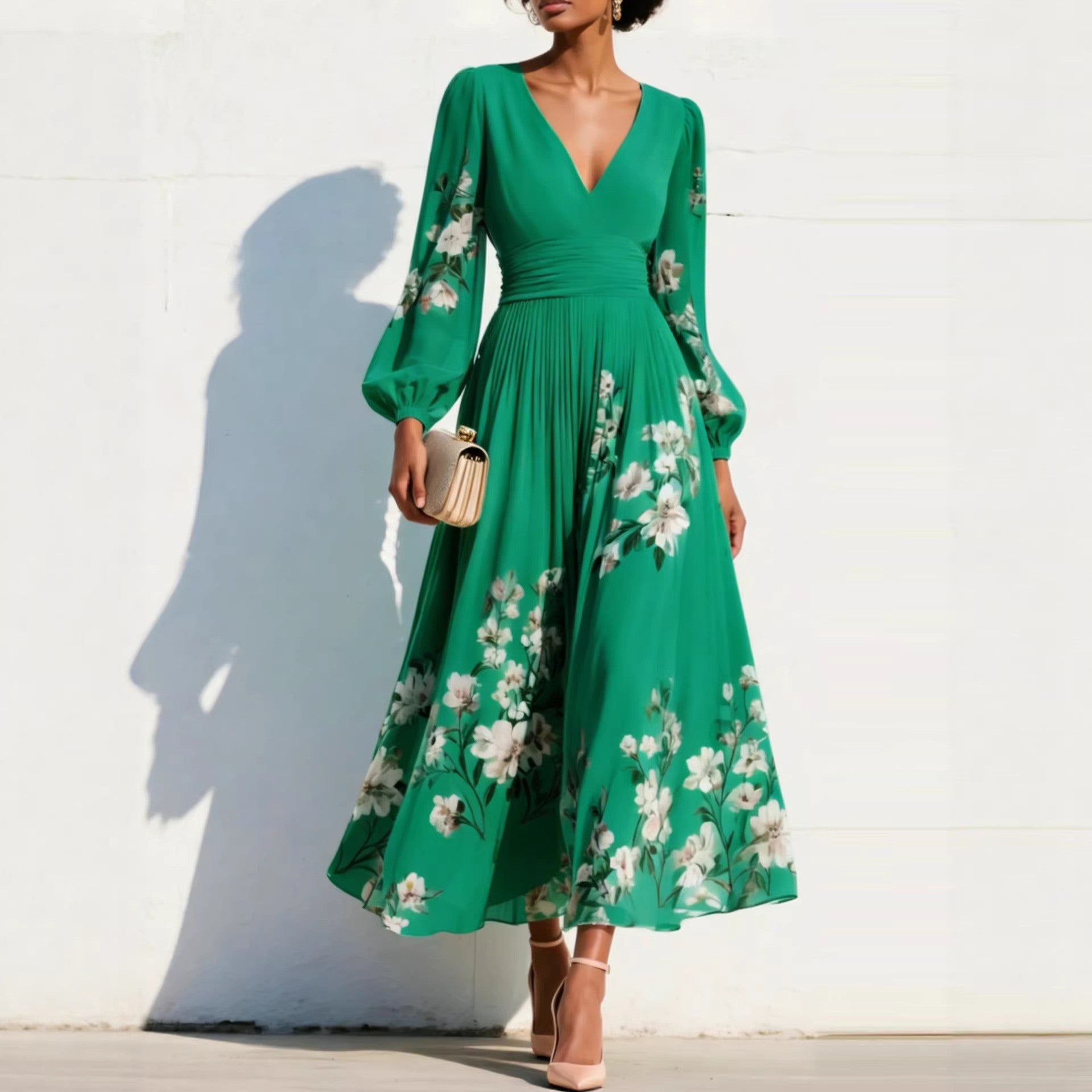 Monika | Sukienka Puff Sleeve Midi