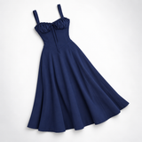 Carlena | Elegancka Sukienka Midi w Kwiaty z Gorsetowym Gorsetem i Dekoltem w Sercu