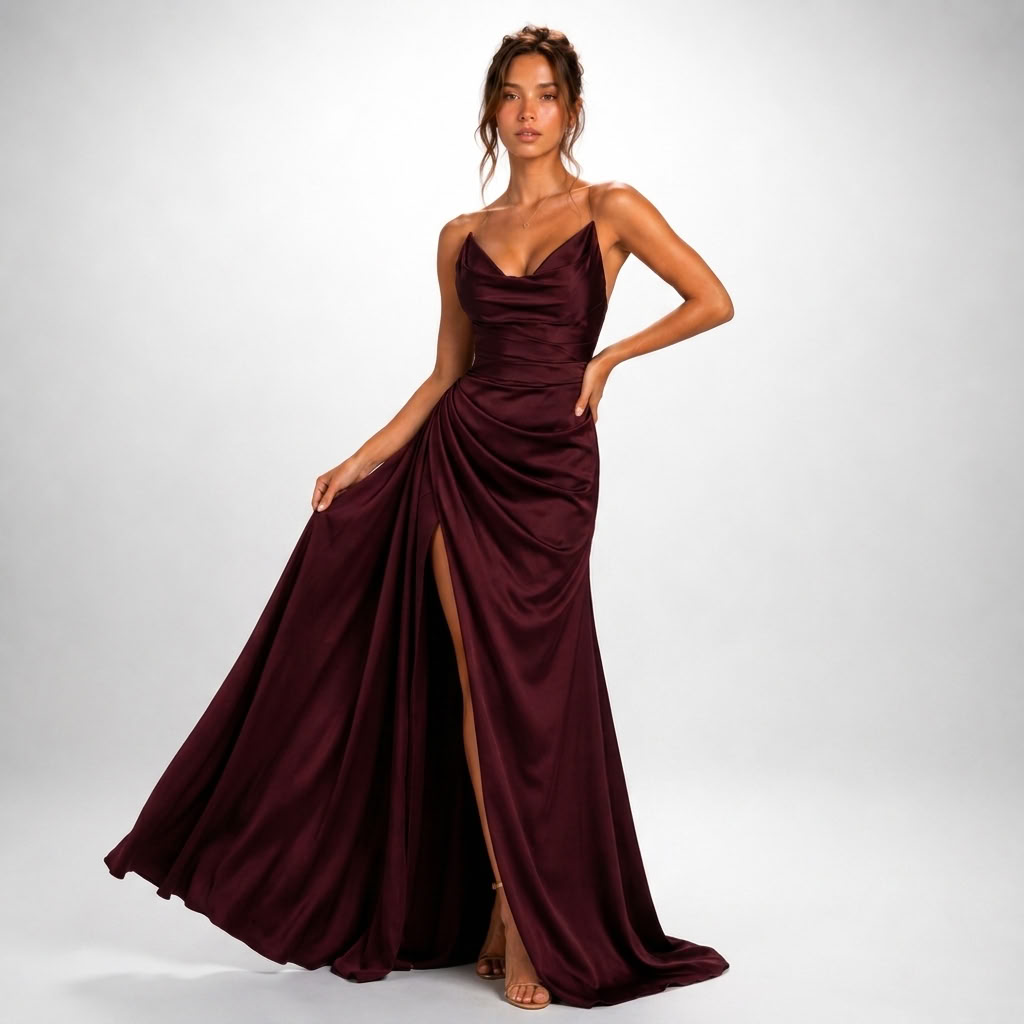 Carlena | Elegancka Sukienka Maxi Bez Ramiączek z Rozcięciem