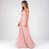 Carlena | Elegancka Sukienka Maxi z Dekoltem Serce i Cienkimi Ramiączkami