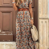 Monika | Kwiat Belted Maxi sukienka