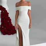 Carlena | Elegancka sukienka maxi z dekoltem Bardot