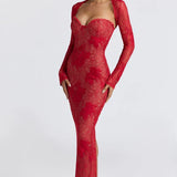 Carlena | Elegancka koronkowa sukienka maxi sweetheart