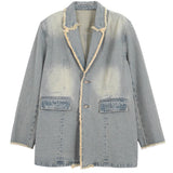 Beata | Marynarka oversize w stylu vintage z surowymi krawędziami