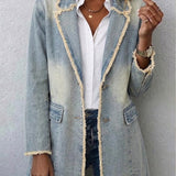 Beata | Marynarka oversize w stylu vintage z surowymi krawędziami