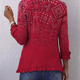 Jadwiga | Kurtka z falbaną w stylu artystycznym Paisley Ombré